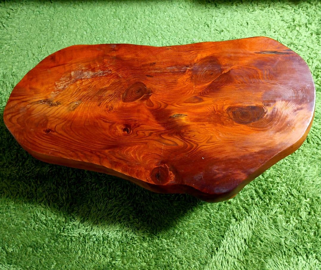 銘木 ケヤキ 一枚板 ローテーブル 和家具 高級 幅79cm 昭和レトロ