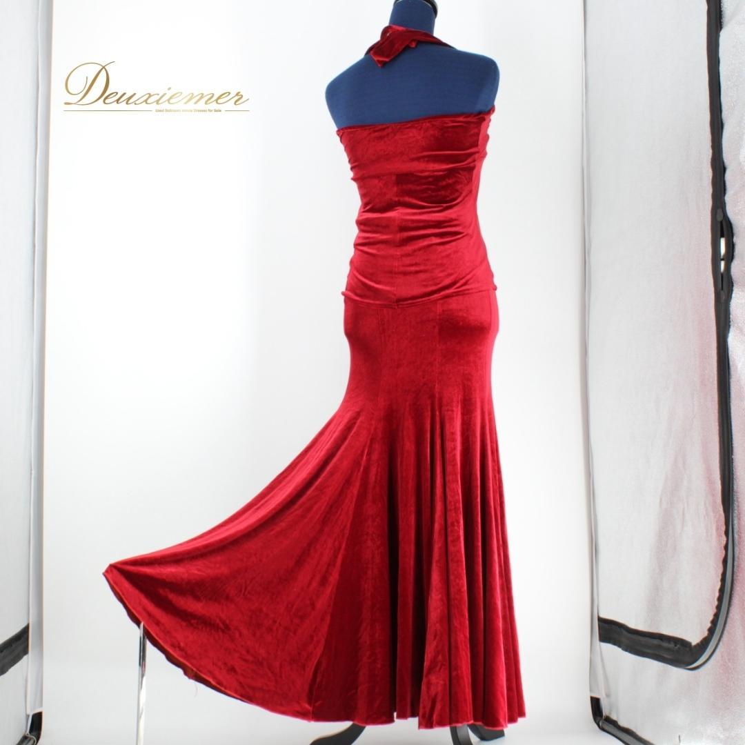 【美品 フラメンコ衣装】レッド 上下セット ツーピース セットアップ 赤 無地