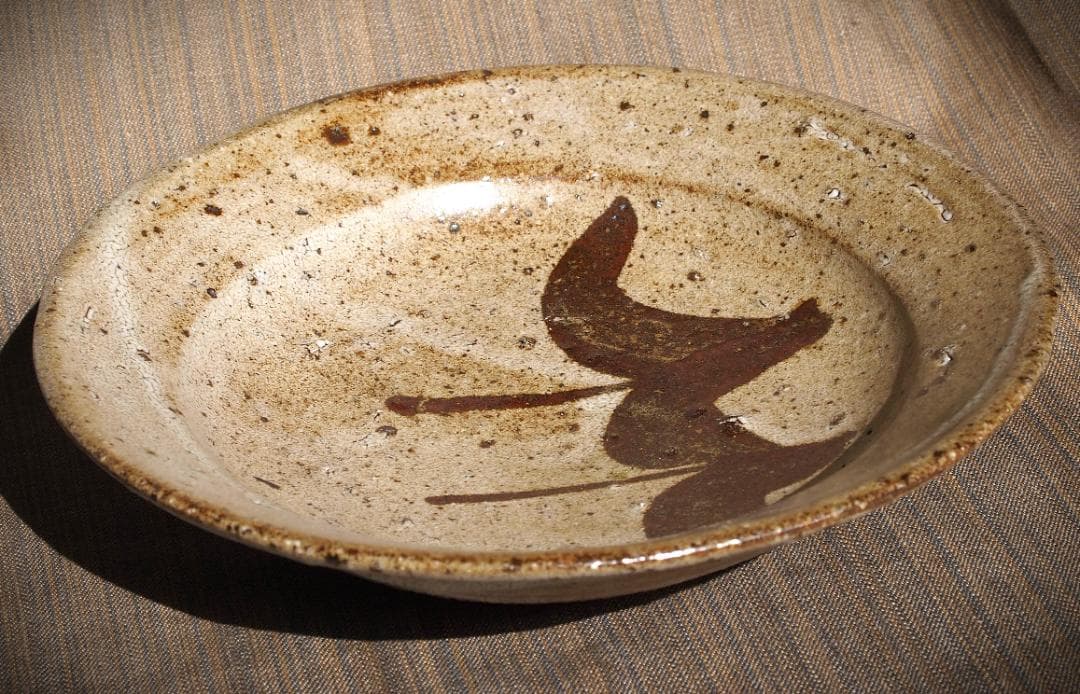 希少作★中川自然坊★絵唐津皿（２０，５ｃｍ）