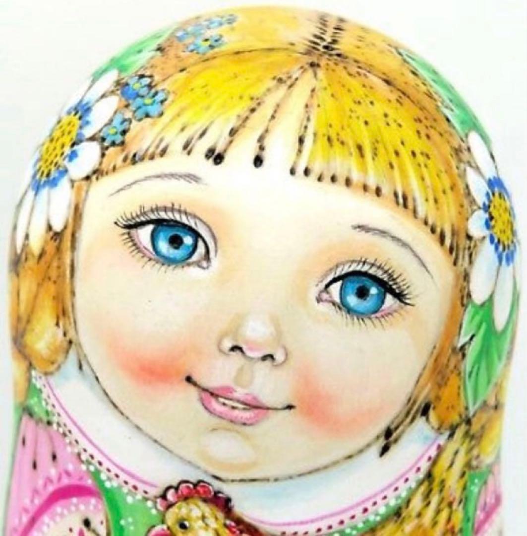 ロシア雑貨☆イースター ウッドバーニング マトリョーシカ(5P)パスハ ミラ作