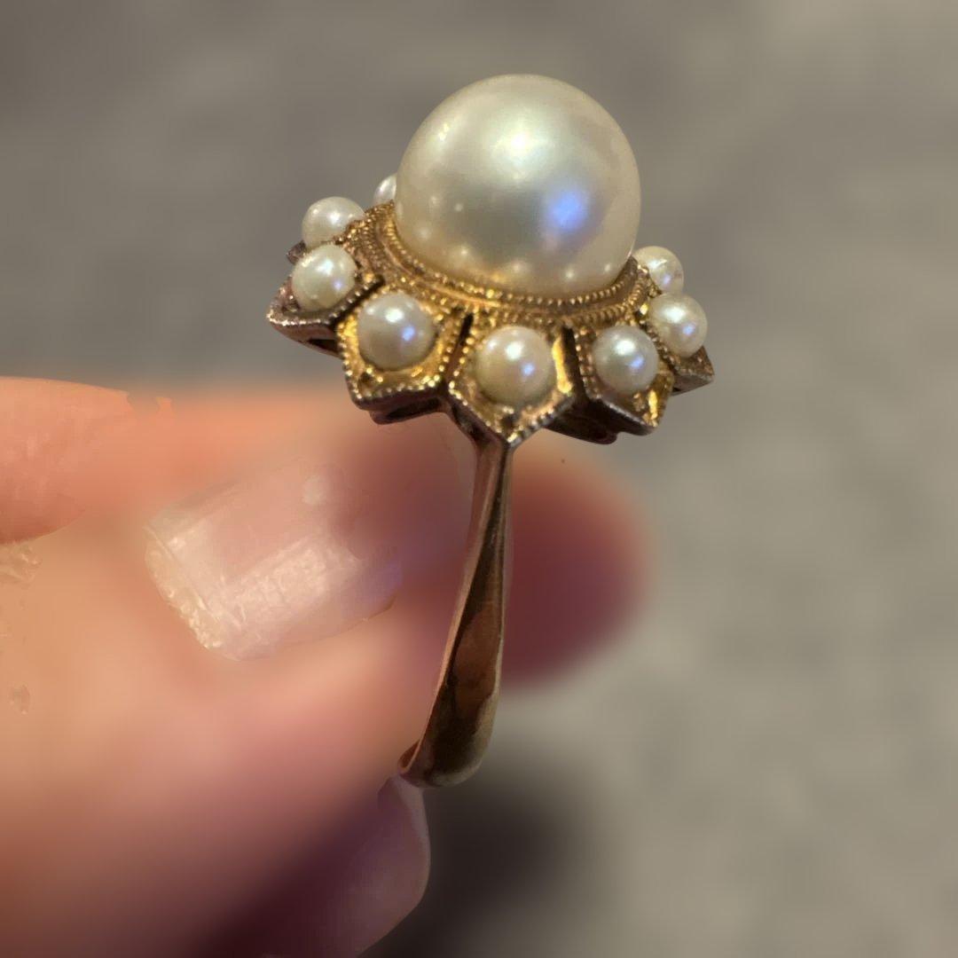 ヴィンテージ　真珠 フラワーデザイン リング　アンティーク