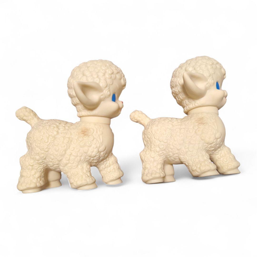 SUN RUBBER CO. 1955刻印 ひつじソフビ 2体 笛鳴る 16cm