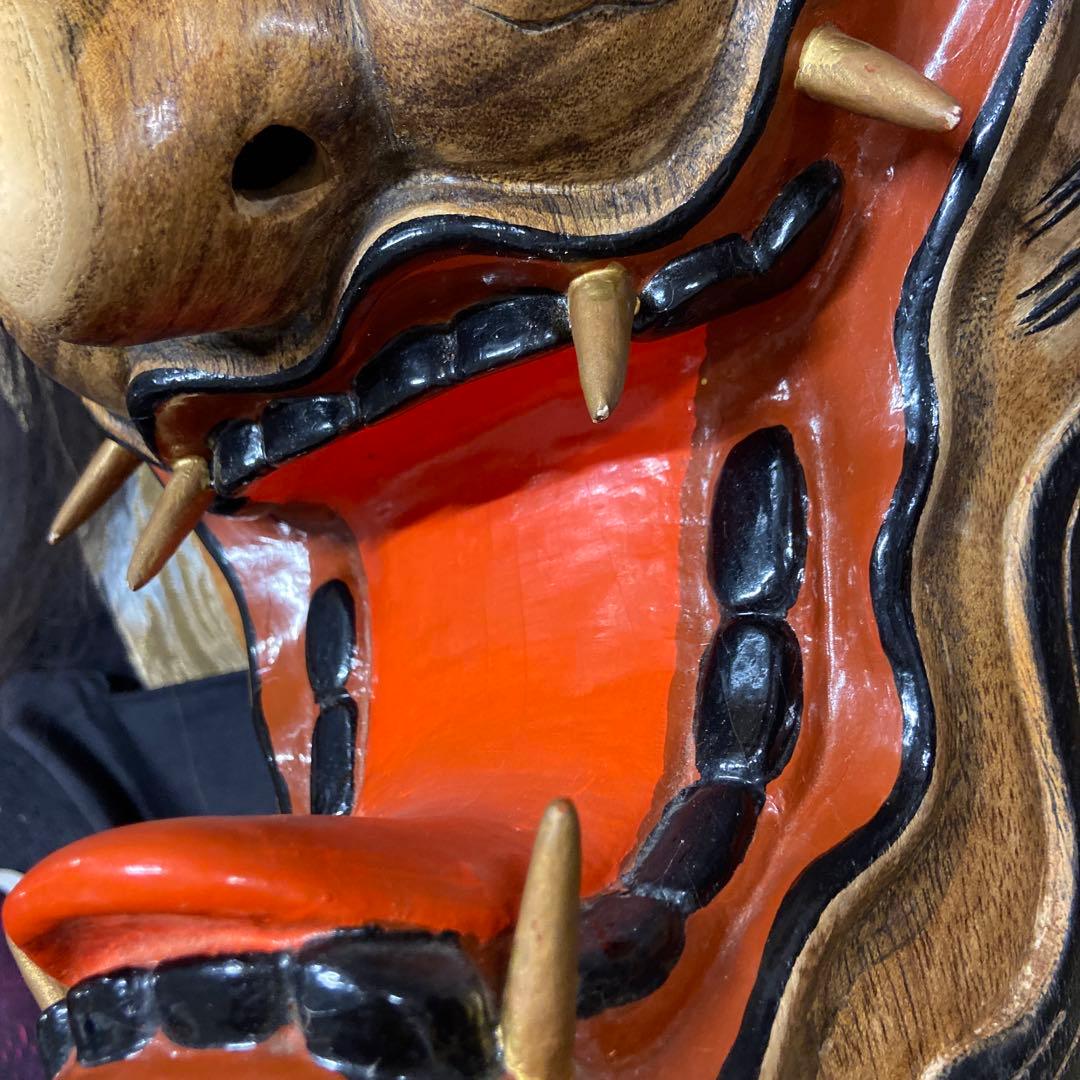 【迫力の神楽面 】般若面 木彫 敏秋作✨【ガハハ本舗お宝倉庫市】