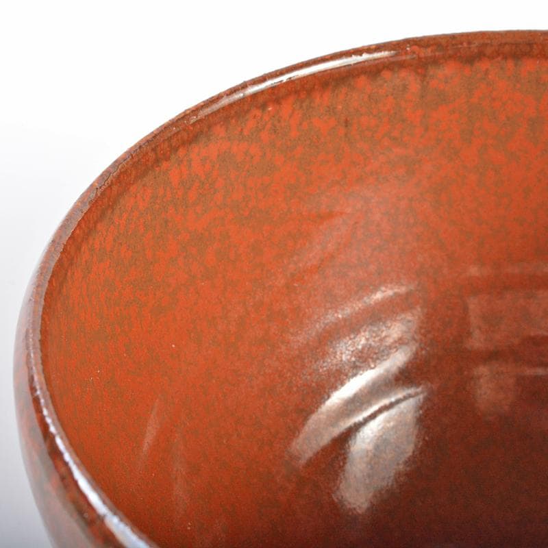 板谷波山作　辰砂茶碗　銘「寒山路」　仕覆付　共布　淡々斎極め箱　D　R6184