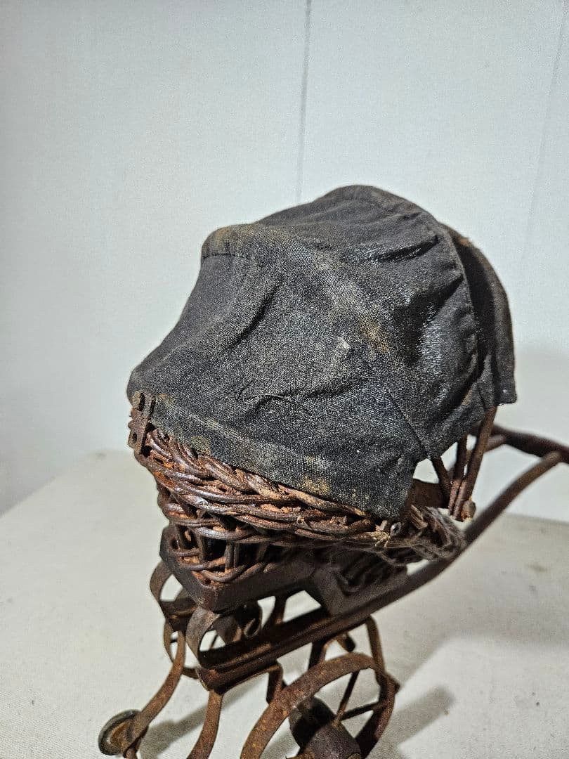 フランスアンティーク ドール用の乳母車 ベビーカー 人形 木製×アイアン