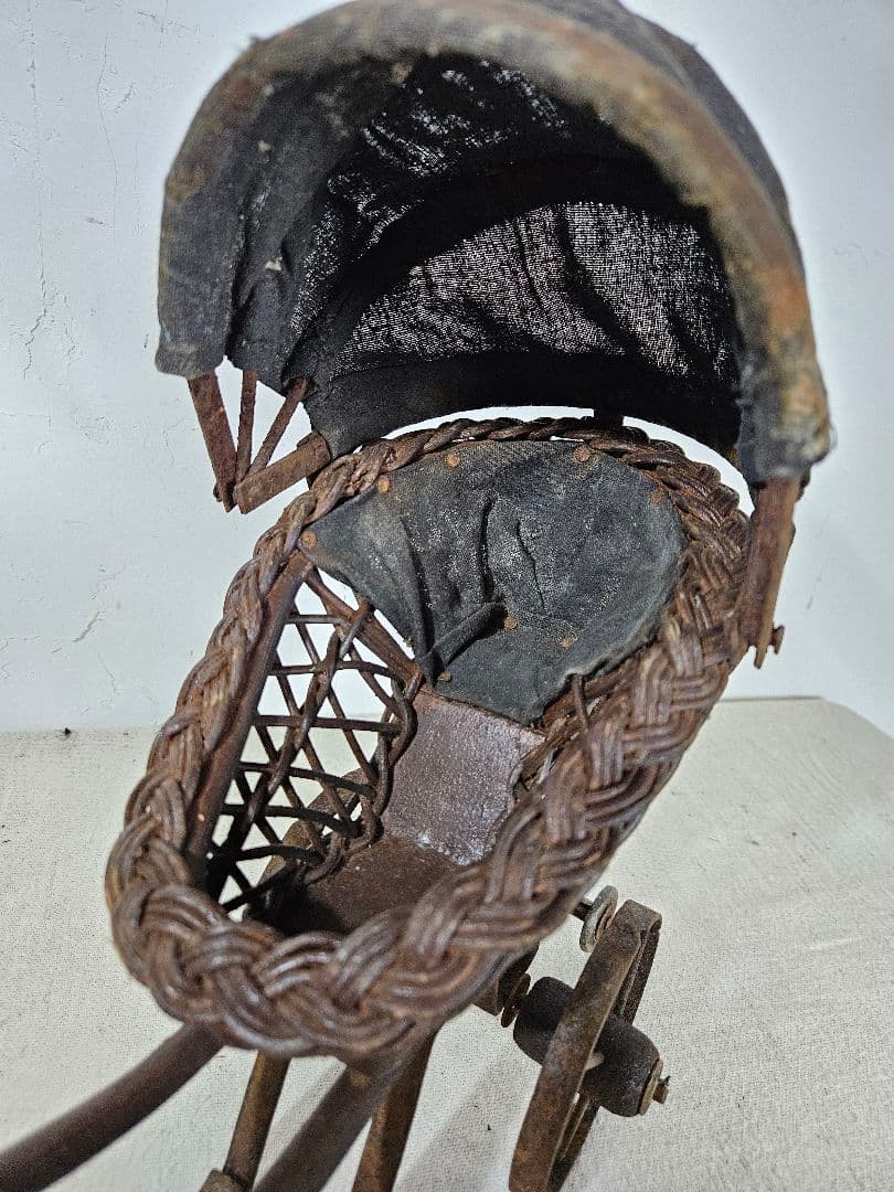 フランスアンティーク ドール用の乳母車 ベビーカー 人形 木製×アイアン