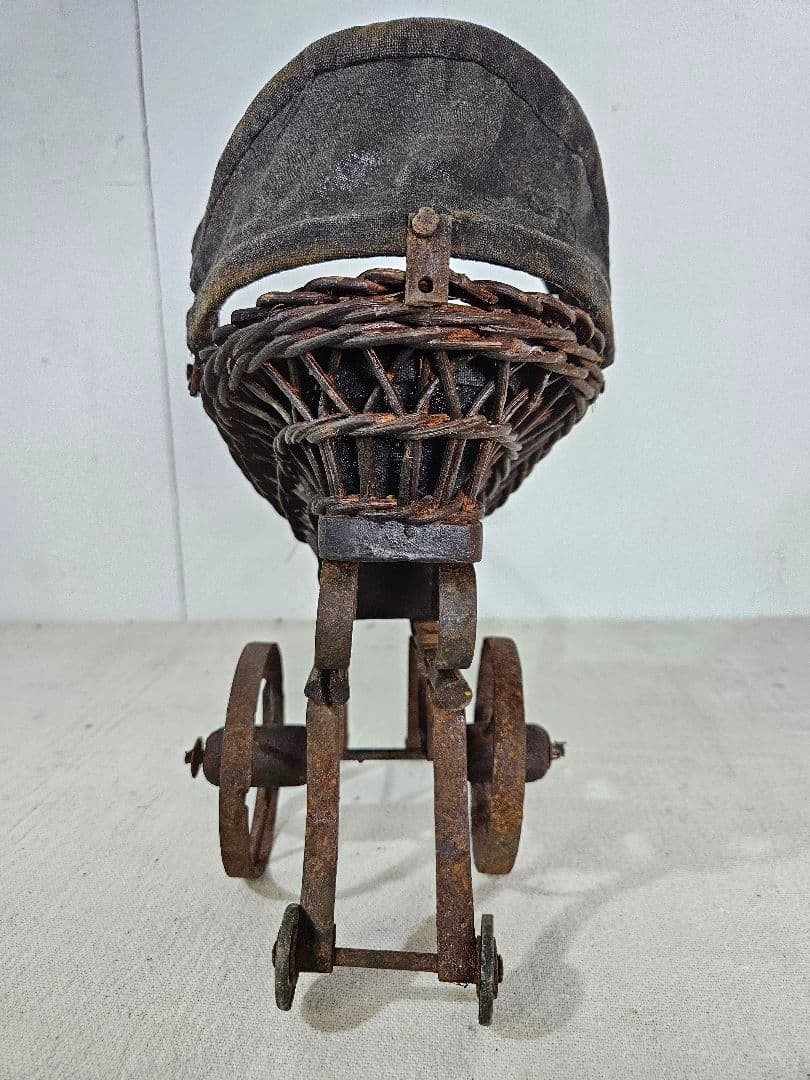 フランスアンティーク ドール用の乳母車 ベビーカー 人形 木製×アイアン