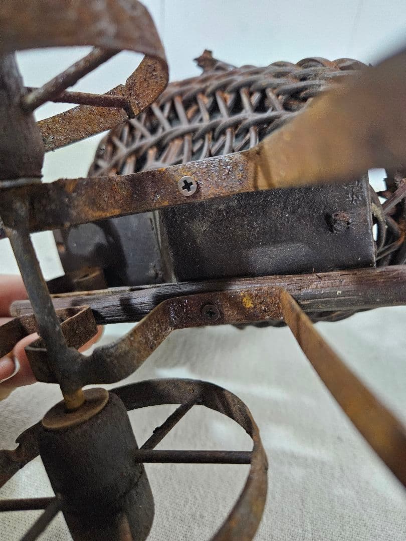 フランスアンティーク ドール用の乳母車 ベビーカー 人形 木製×アイアン