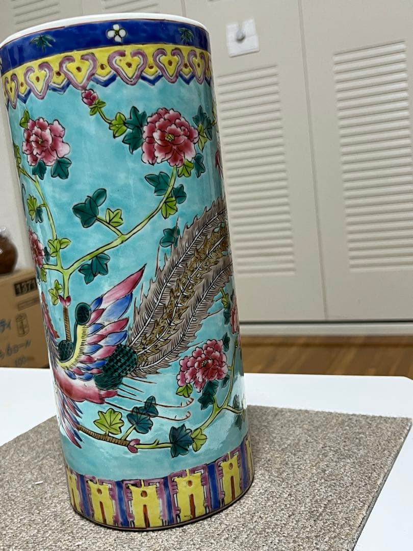 中国美術 大清同治年製 帽筒陶器 龍鳳呈祥 年代品 骨董