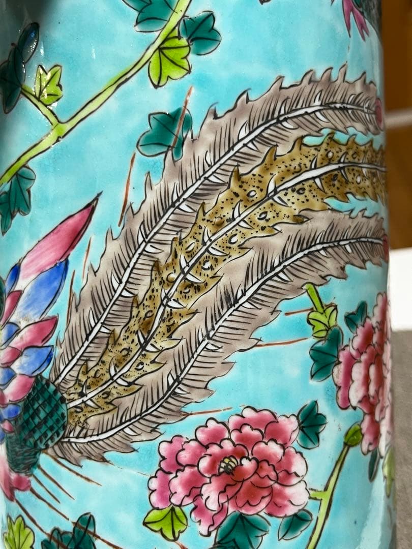 中国美術 大清同治年製 帽筒陶器 龍鳳呈祥 年代品 骨董