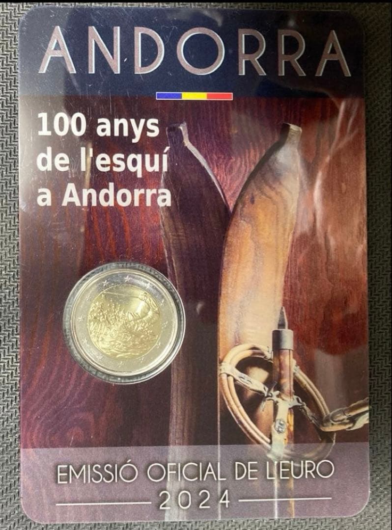 アンドラ 2024年 スキー100周年 2ユーロ