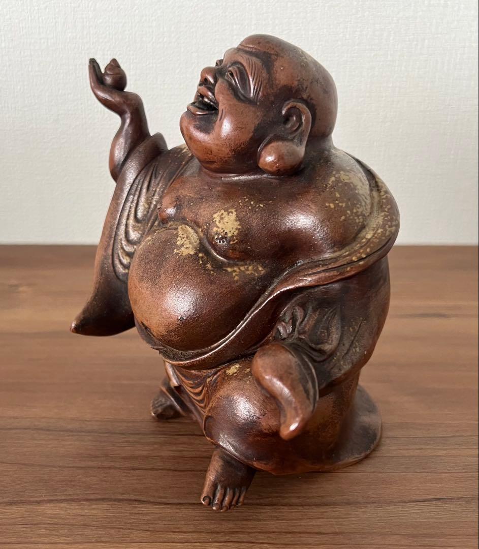伊部焼 布袋香炉 梅景作 縁起物 七福神 箱付き アンティーク