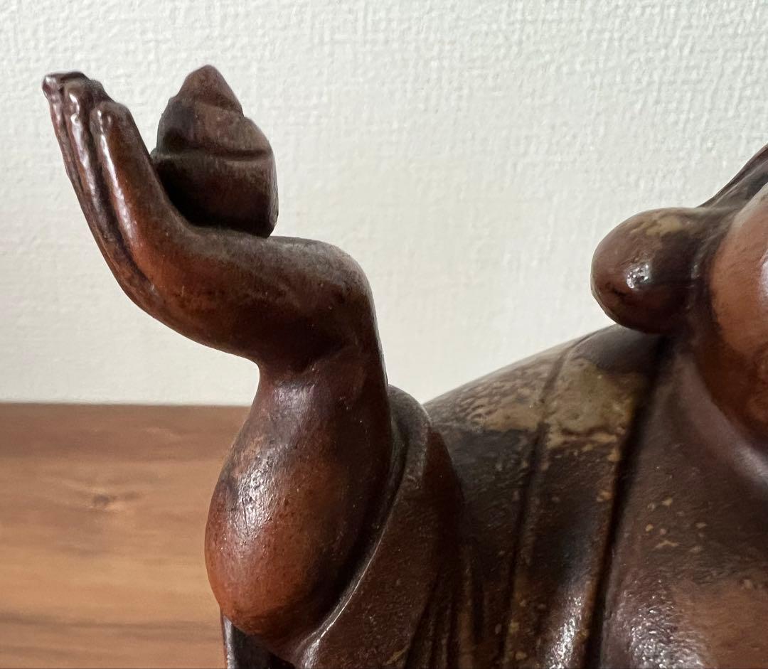 伊部焼 布袋香炉 梅景作 縁起物 七福神 箱付き アンティーク