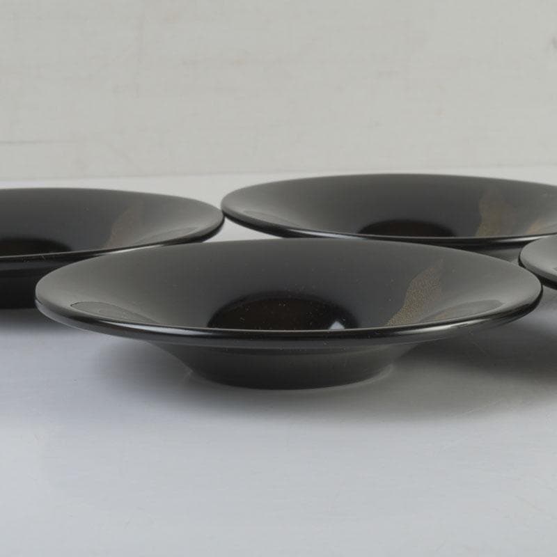 和食器　輪島塗　文化功労者　三谷吾一作　千羽鶴沈金　茶托　五客　共箱　V9771