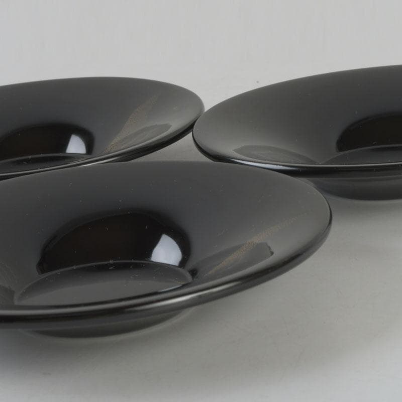 和食器　輪島塗　文化功労者　三谷吾一作　千羽鶴沈金　茶托　五客　共箱　V9771