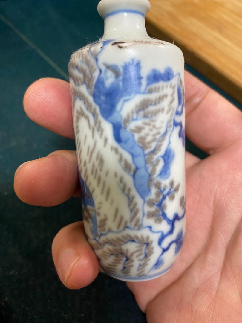 鼻煙壼 青花釉裏紅 清時代 康熙年製 唐物