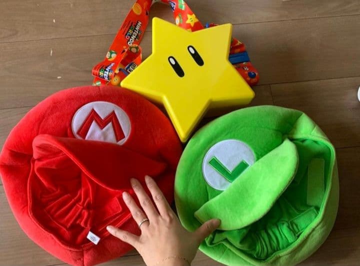 USJスターポップコーンケース　ぬいぐるみハットマリオ・ルイージ