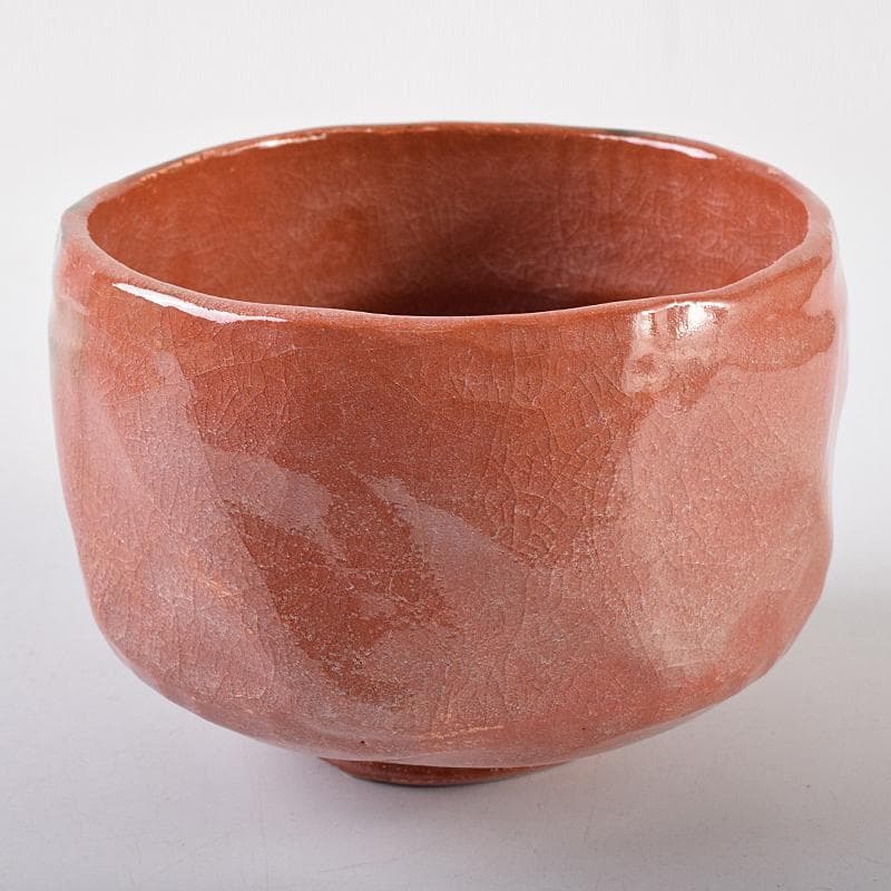 茶道具　楽焼　佐々木松楽造　赤楽茶碗　共箱　C　R8673