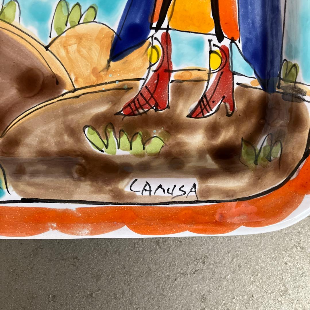 LA MUSA シチリア陶器 ラムーザ 壁掛絵皿　マヨルカ焼大皿美術品