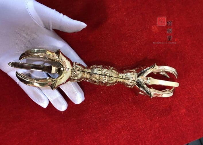 密教法具 人形五鈷杵 金剛杵 法器 寺院用仏具 真鍮製 23cm