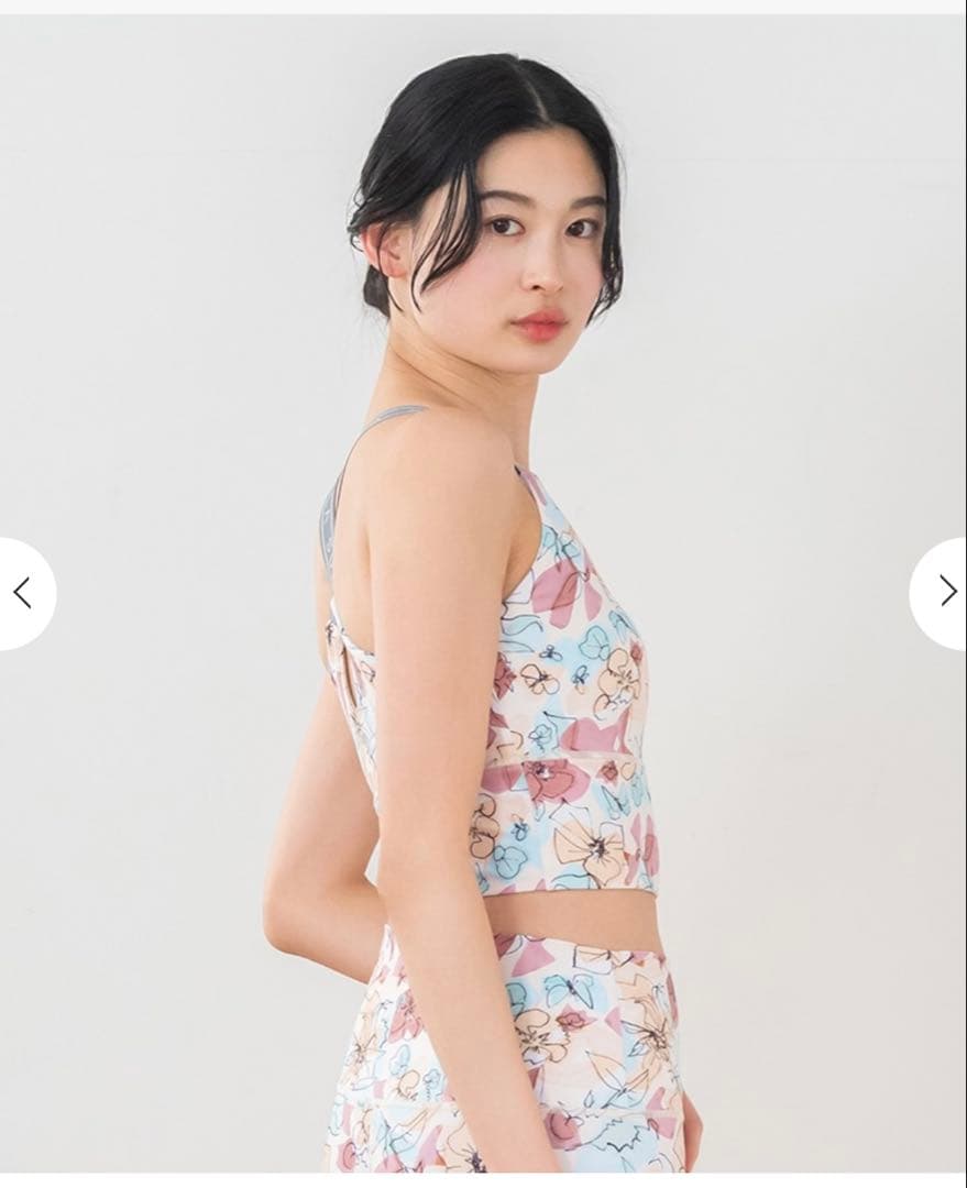 【SUKALA】ミックスフラワークロスロゴブラトップ　イエローオレンジ　L