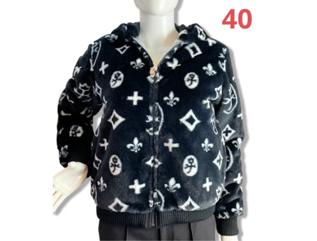 カステルバジャック モノグラムエコファーブルゾン 黒