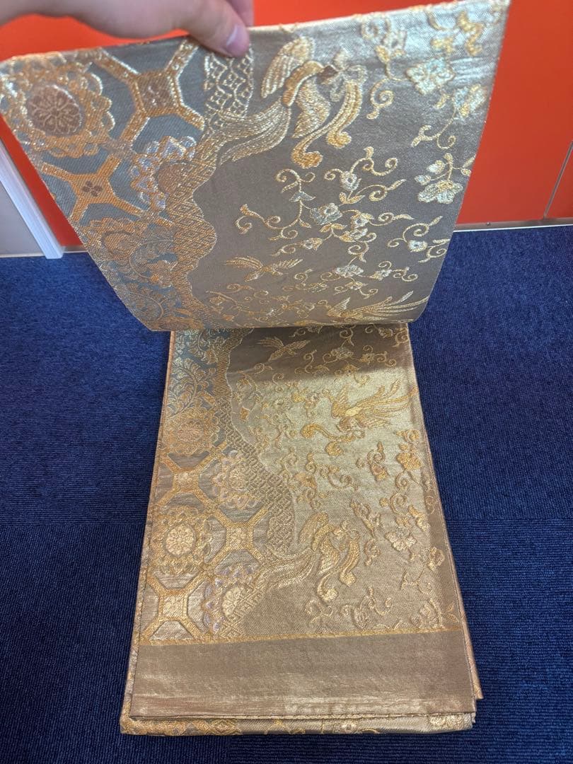 1928 袋帯 古代彫金紋  西陣織   金糸　高級上質上品　約440cm未使用