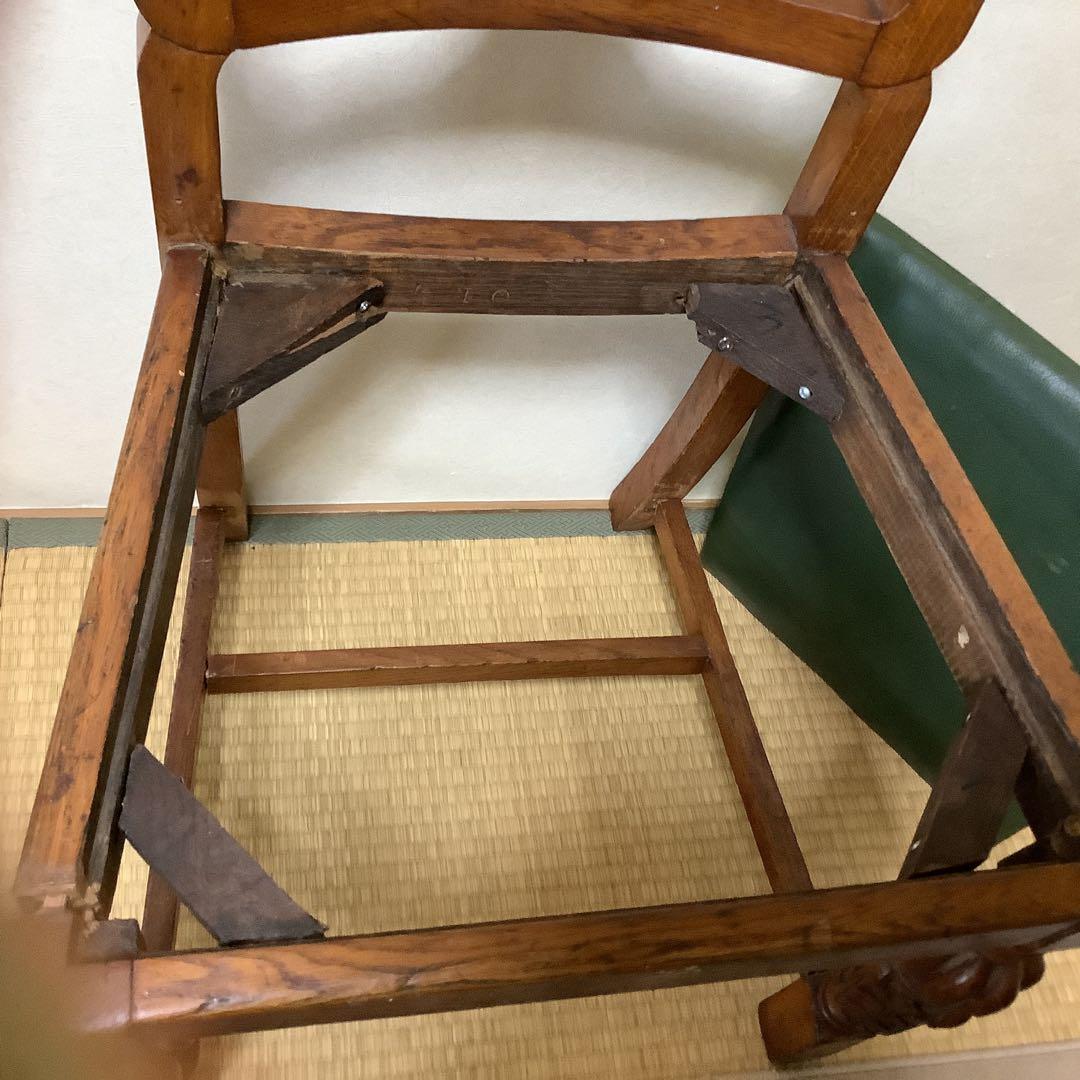 七仔panda 英国アンティーク 椅子 バルボス脚オーク材4脚　ジャンク品