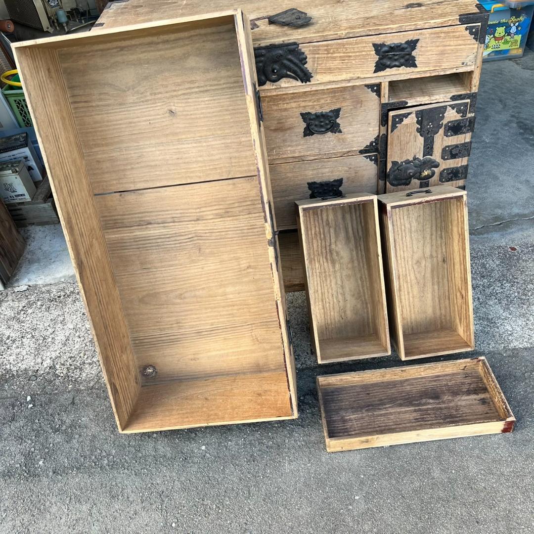 【旧家より】　桐箪笥　年代物　使用感・痛み・金具破損あり　【たのメル便♪】