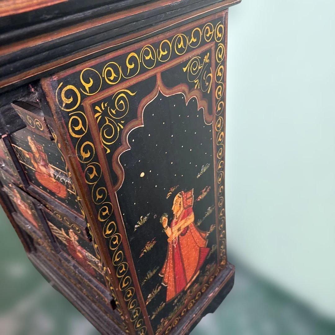 k*u様 ★インド 手描き装飾の木製タンス キャビネット 家具 アンティーク 格