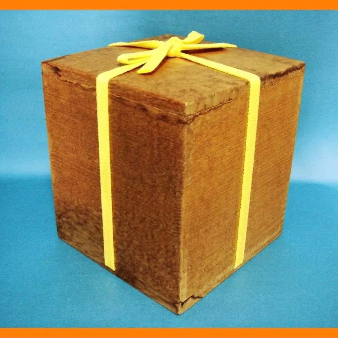 270『古い空箱（四方桟 紐付き）』黄　/骨董品 古美術 アンティーク 古玩