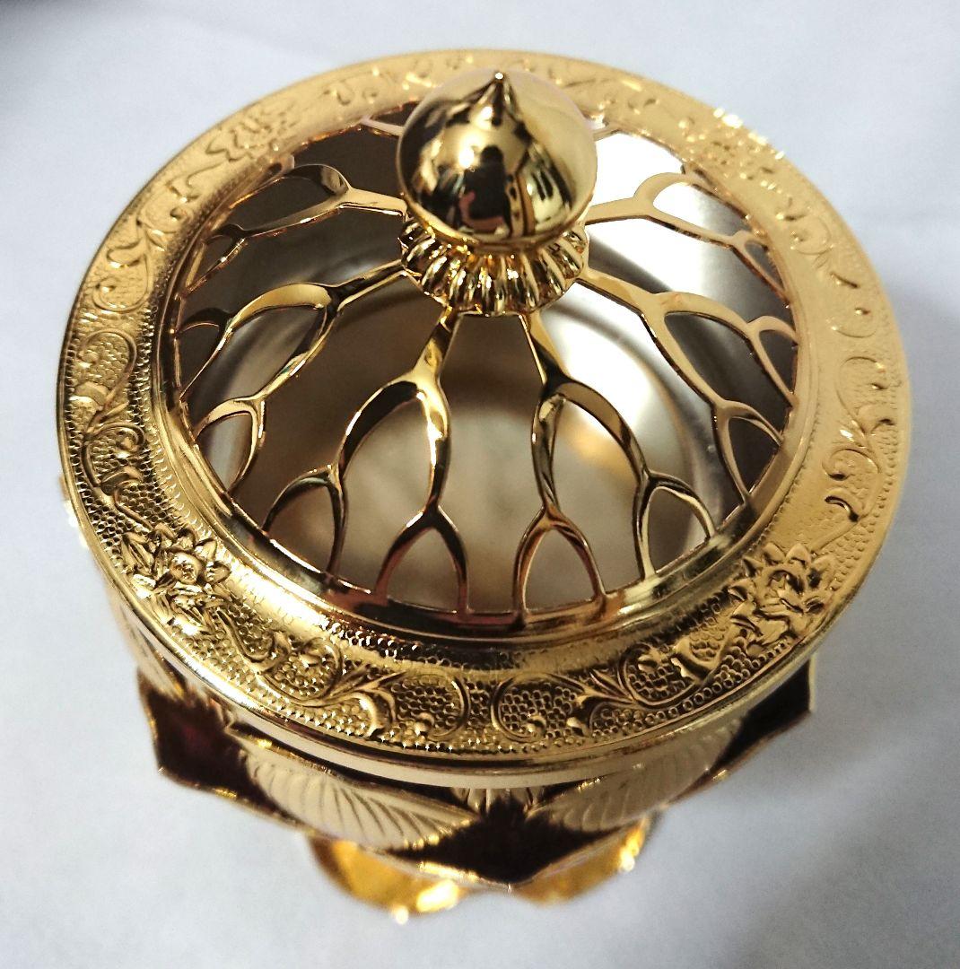 ✶金属工芸品✶香炉 蓮華型 真鍮製 金メッキ 仏具 国産 インテリア 小物入れ