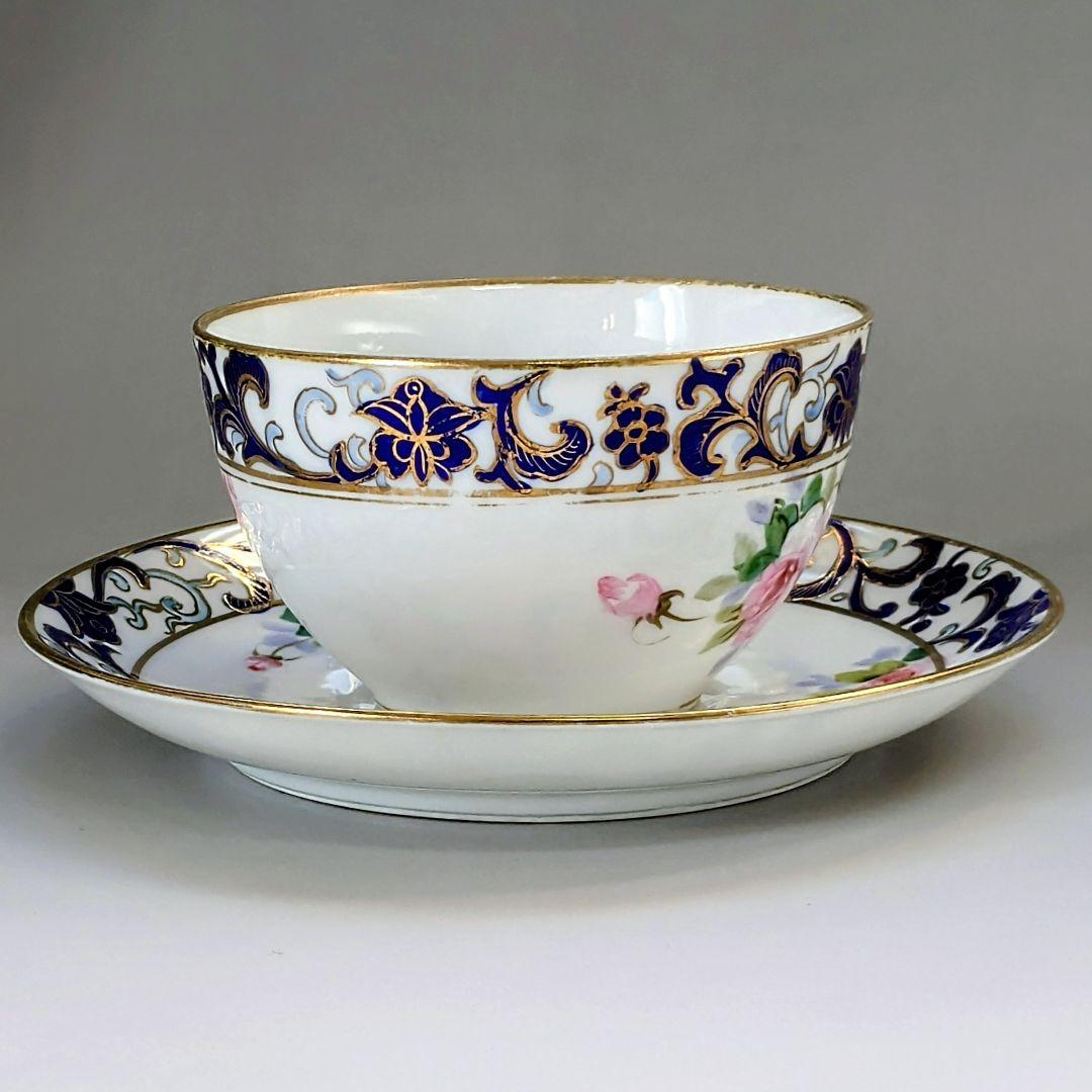 オールドノリタケ銘品!! 金彩藍帯薔薇図紋　キャビネットカップ＆ソーサー