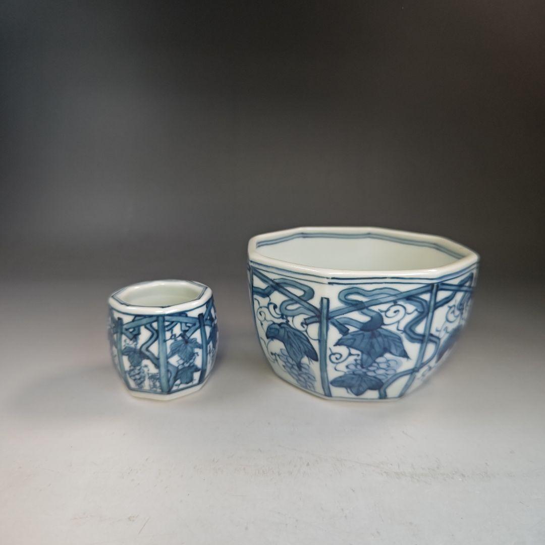 イ891 皆具『平安　徳泉造』『染付葡萄文　皆具　共箱』茶道具