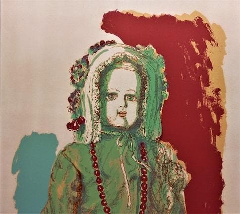 田村孝之介 「フランス人形」 昭和53年石版のオリジナル作品　真作