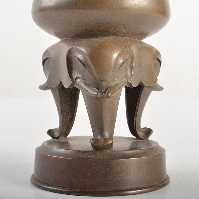 人間国宝　長野垤志作　青銅　象足花生　花瓶　共箱　U　R7307
