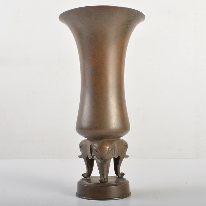 人間国宝　長野垤志作　青銅　象足花生　花瓶　共箱　U　R7307