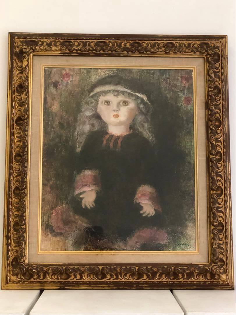 人形　藤島君子油絵　洋画家　肉筆画　銘入り　ドール　油絵