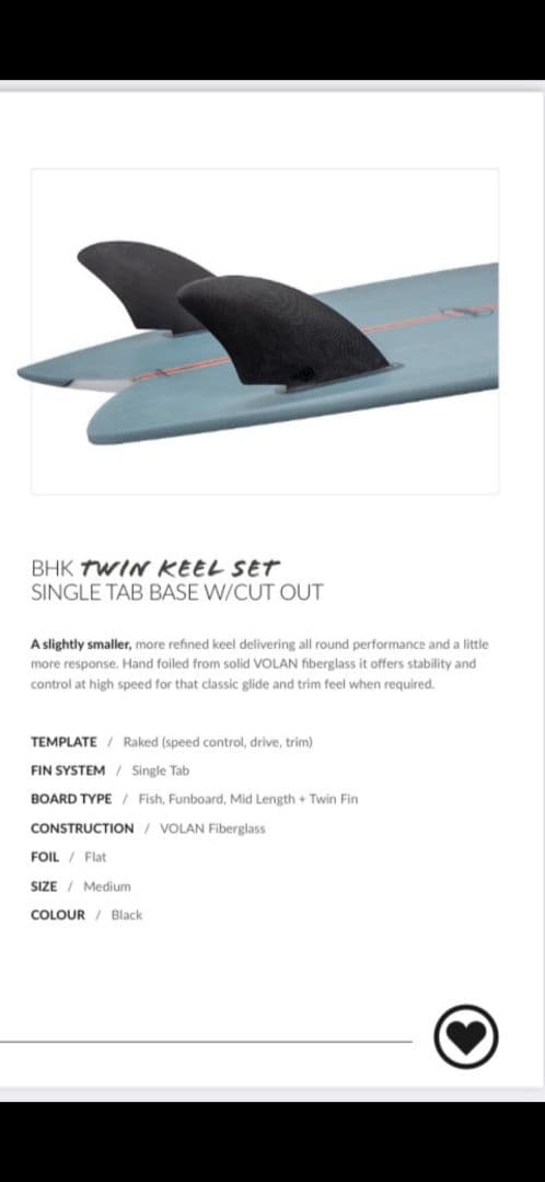 ブラックハート　BHK ツインフィン　キールフィンセット　フューチャー