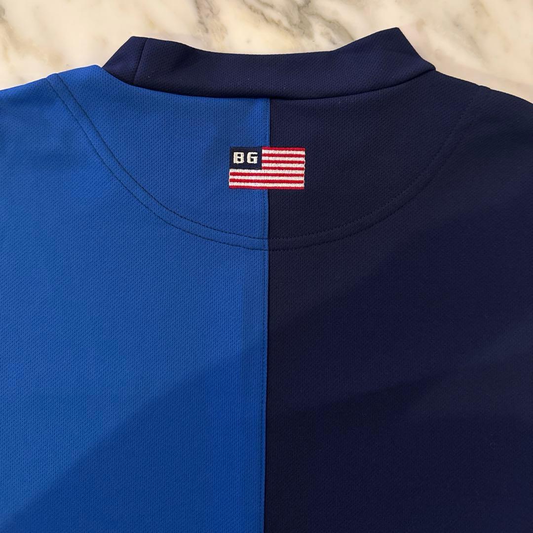 m*c様 美品　ブリーフィングゴルフ パッチワーク モックネックシャツ　ネイビー