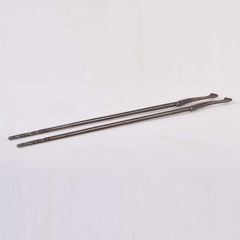 茶道具　金屋　金谷五郎三郎作　銅製　銀象嵌鶴頭火箸　共袋共箱　V　8571