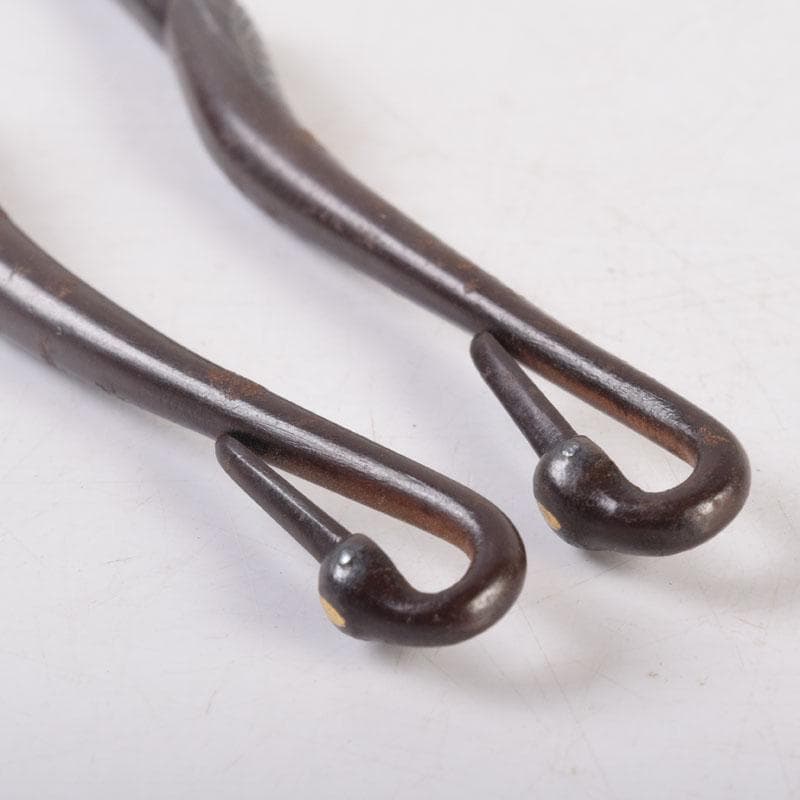 茶道具　金屋　金谷五郎三郎作　銅製　銀象嵌鶴頭火箸　共袋共箱　V　8571