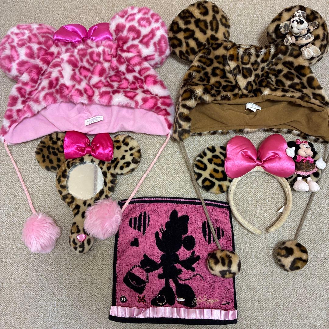 ミニーマウス ヒョウ柄カチューシャ・ファンキャップ