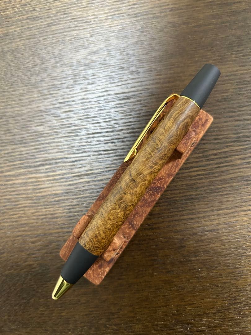 野原工芸 特上チーク瘤 ロータリー SANZO金クリップ 新品未使用 ボールペン