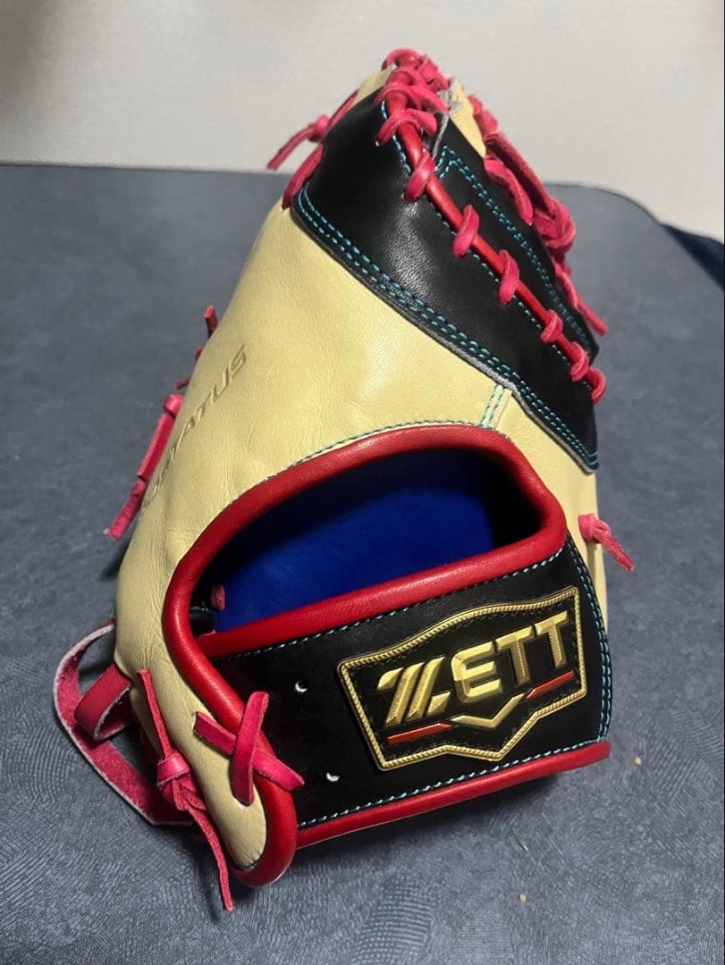 ZETT P 硬式グローブ ベージュ/黒/赤