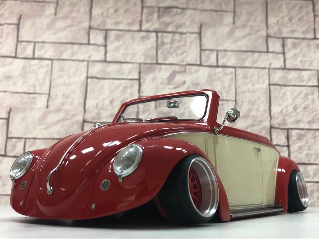 1/18ミニカー　ワーゲンビートル深リムカスタム　V字竹槍マフラー