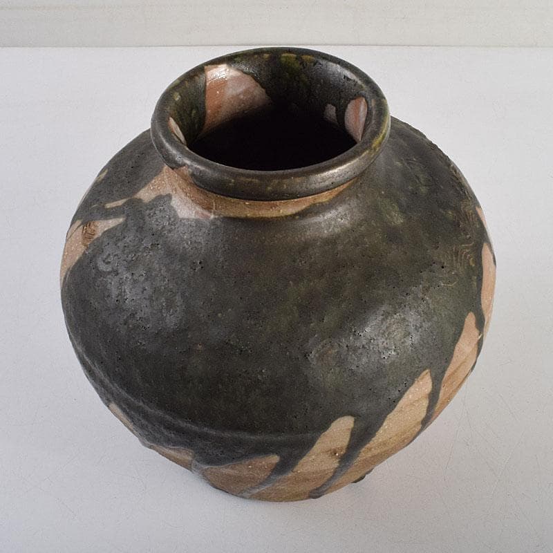 北大路魯山人作　織部焼　壷　時代箱　M　R9375H