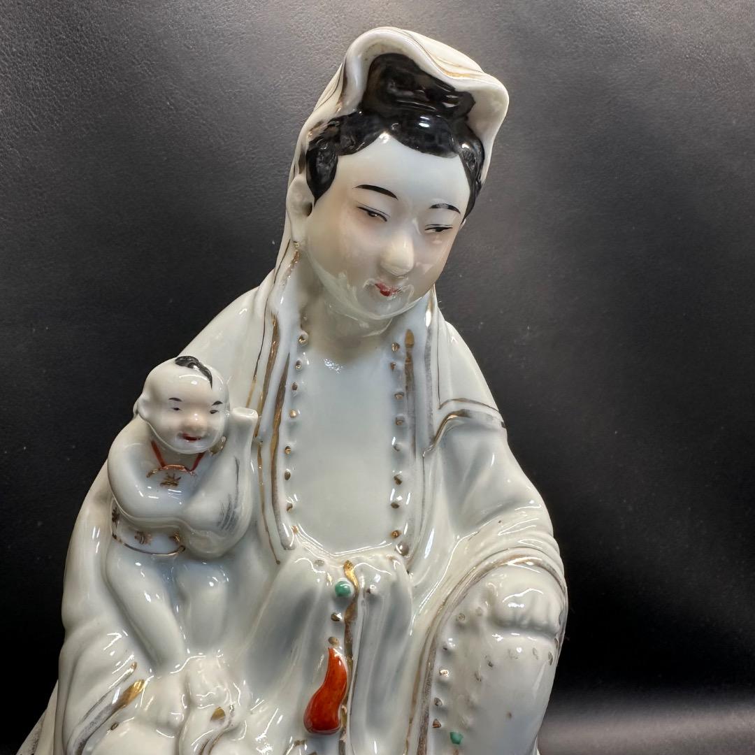 ♡Ec右1012 中国九江人形 子安観音菩薩 中国美術 ヴィンテージ 仏教