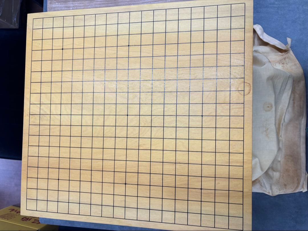 【囲碁/木製】約20キロ　昭和レトロ　脚、へそ付盤　囲碁版　ボードゲーム※蓋付
