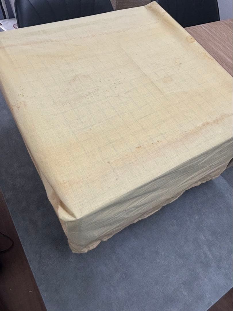 【囲碁/木製】約20キロ　昭和レトロ　脚、へそ付盤　囲碁版　ボードゲーム※蓋付